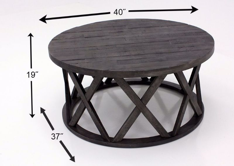 Dimension Details for the Sharzane Coffee Table by Ashley with Dark Gray Finish | Home Furniture + Bedding
