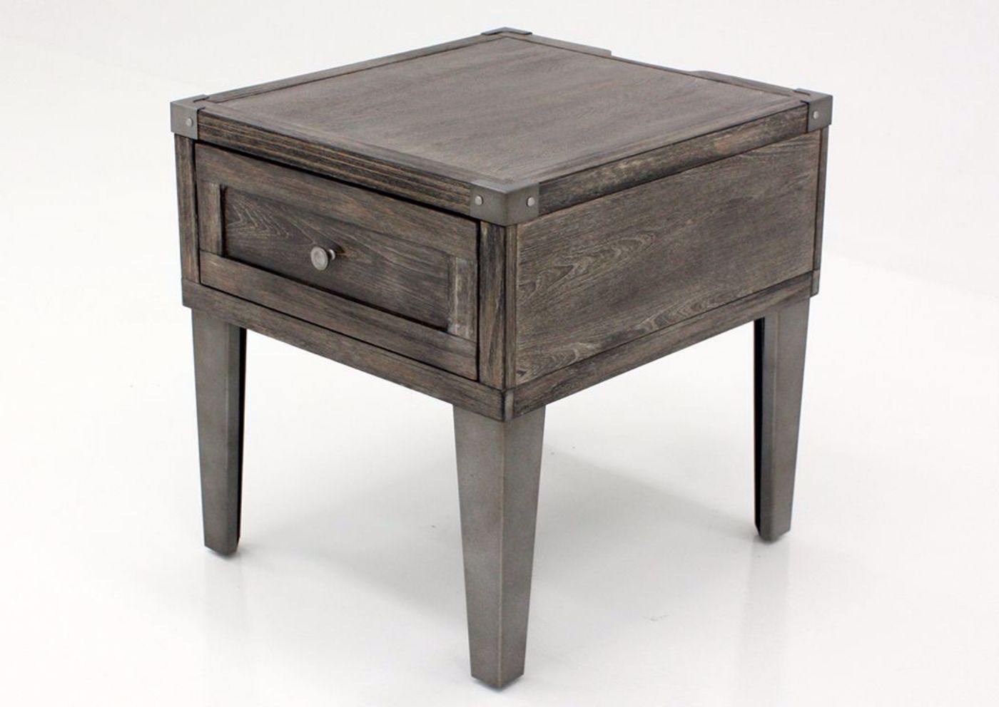 Side Angle View of the Chazney End Table by Ashley with 1 Drawer | Home Furniture Plus Bedding