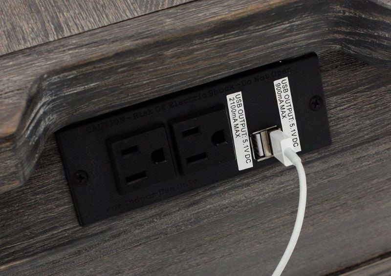 Close Up of USB Charging Port on the Chazney End Table by Ashley with 1 Drawer | Home Furniture Plus Bedding