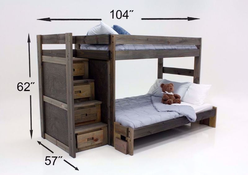 Brown Duncan Twin over Full Staircase Bunk Bed with Dimensions | Home Furniture Plus Mattress