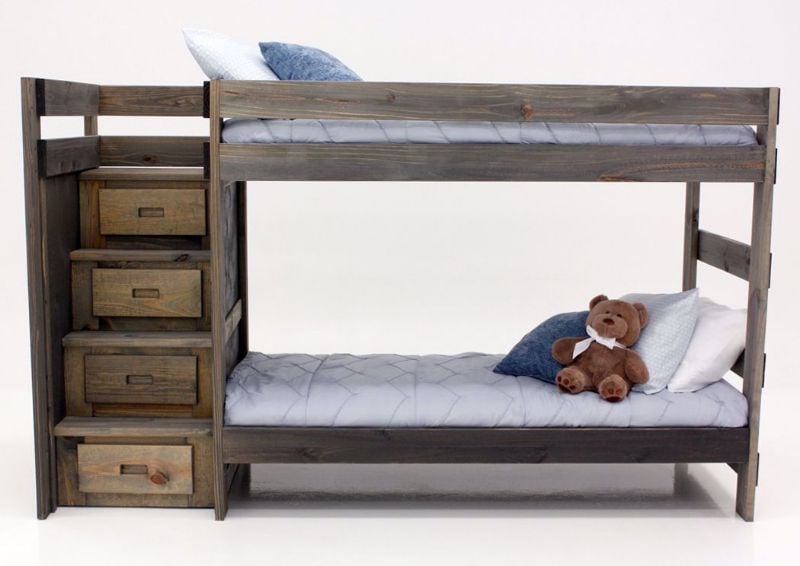 Brown Duncan Twin & Twin Staircase Bunk Bed Facing Front | Home Furniture Plus Mattress