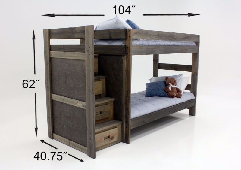 Brown Duncan Twin & Twin Staircase Bunk Bed Dimensions | Home Furniture Plus Mattress
