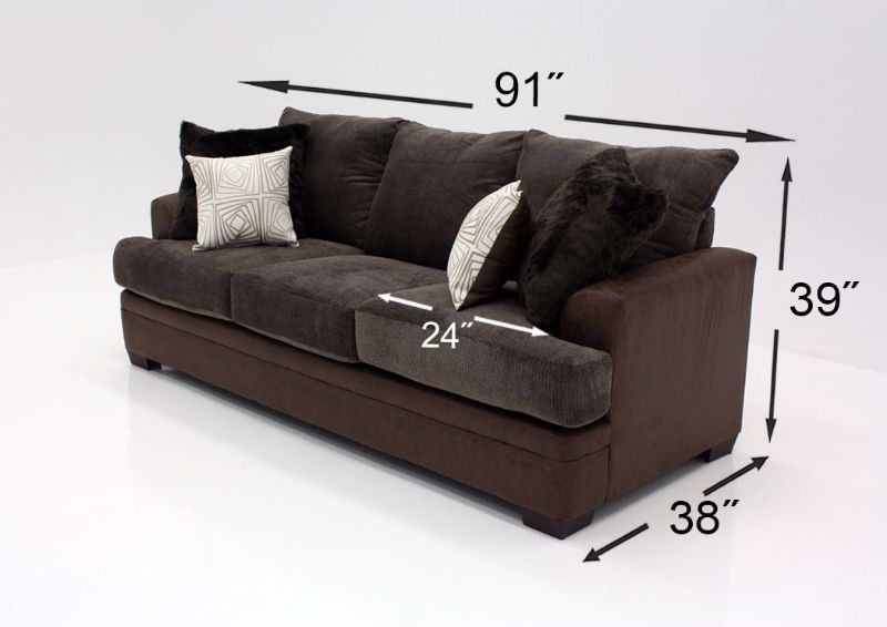 Brown Akan Sofa Dimensions | Home Furniture Plus Bedding