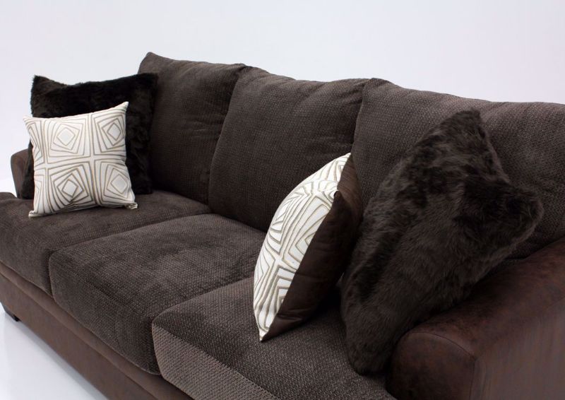 Brown Akan Sofa at an Angle Mood Shot | Home Furniture Plus Bedding
