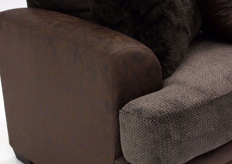 Brown Akan Sofa Arm and Two-Tone Upholstery Detail | Home Furniture Plus Bedding