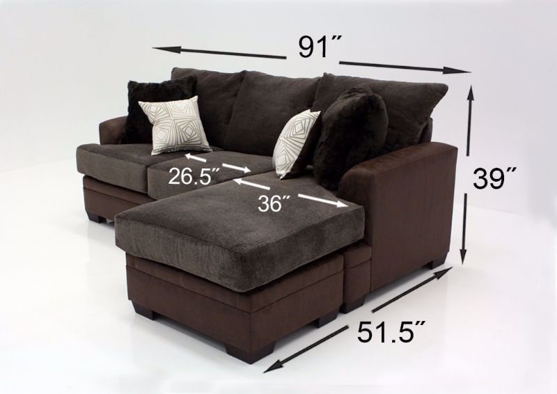 Brown Akan Sofa with Chaise Dimensions | Home Furniture Plus Bedding