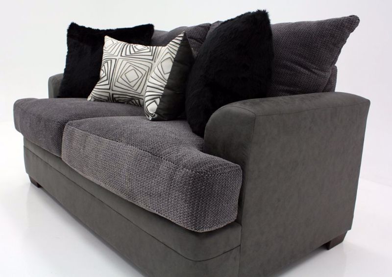 Gray Akan Loveseat at an Angle Mood Shot | Home Furniture Plus Bedding