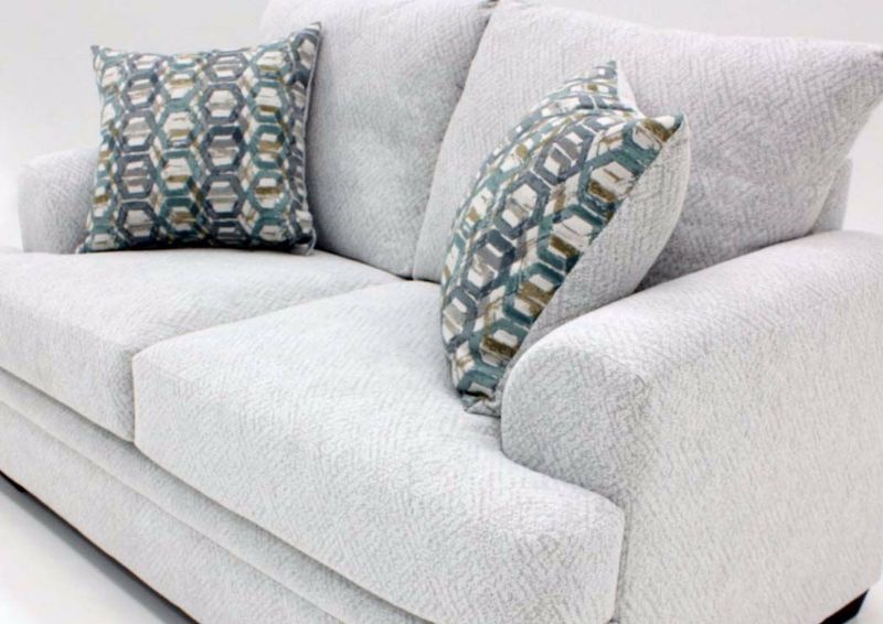 Off White American Loveseat by American Furniture Manufacturers at an Angle Close Up | Home Furniture Plus Mattress