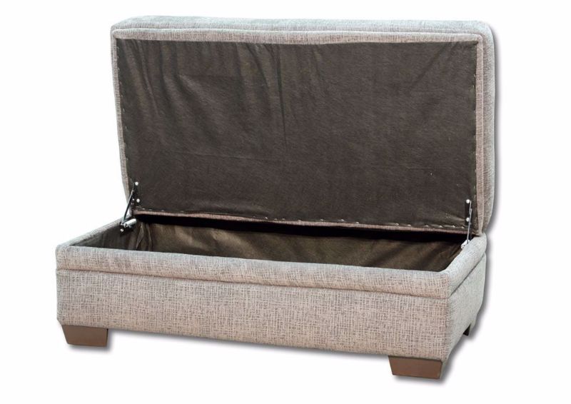 Dark Gray Perth Storage Ottoman at an Angle with the Lid Open | Home Furniture Plus Mattress