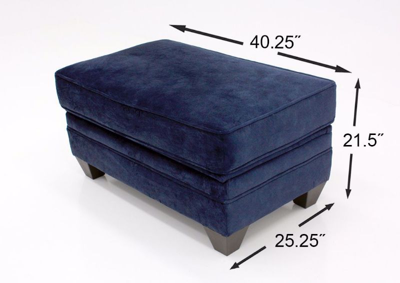 Navy Blue Athena Storage Ottoman by American Furniture Dimensions | Home Furniture Plus Bedding