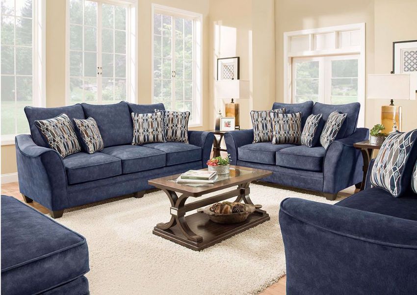 Athena Navy Sofa Set Navy
