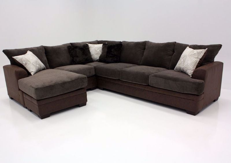 Brown Akan Sectional Sofa with Chaise with Chaise on the Left | Home Furniture Plus Bedding