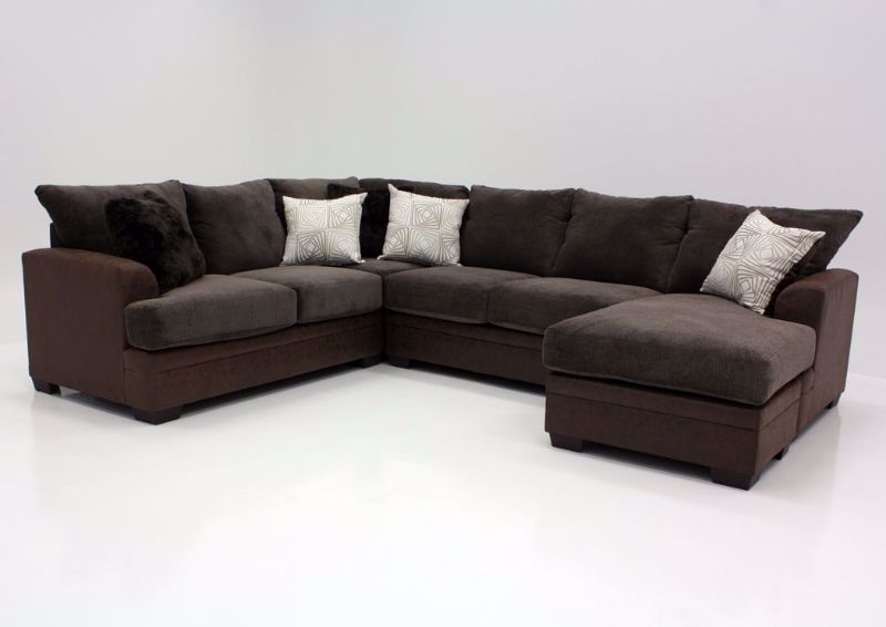 Brown Akan Sectional Sofa with Chaise with Chaise on the Right | Home Furniture Plus Bedding