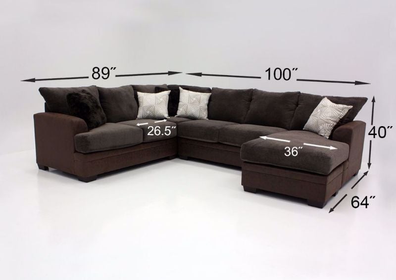Brown Akan Sectional Sofa with Chaise Dimensions | Home Furniture Plus Bedding