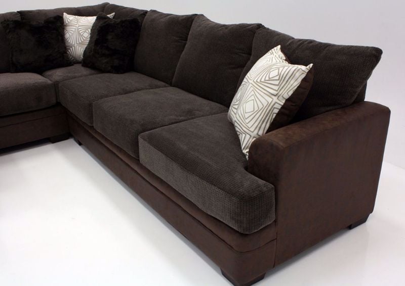Brown Akan Sectional Sofa with Chaise Showing Loveseat on the Right | Home Furniture Plus Bedding