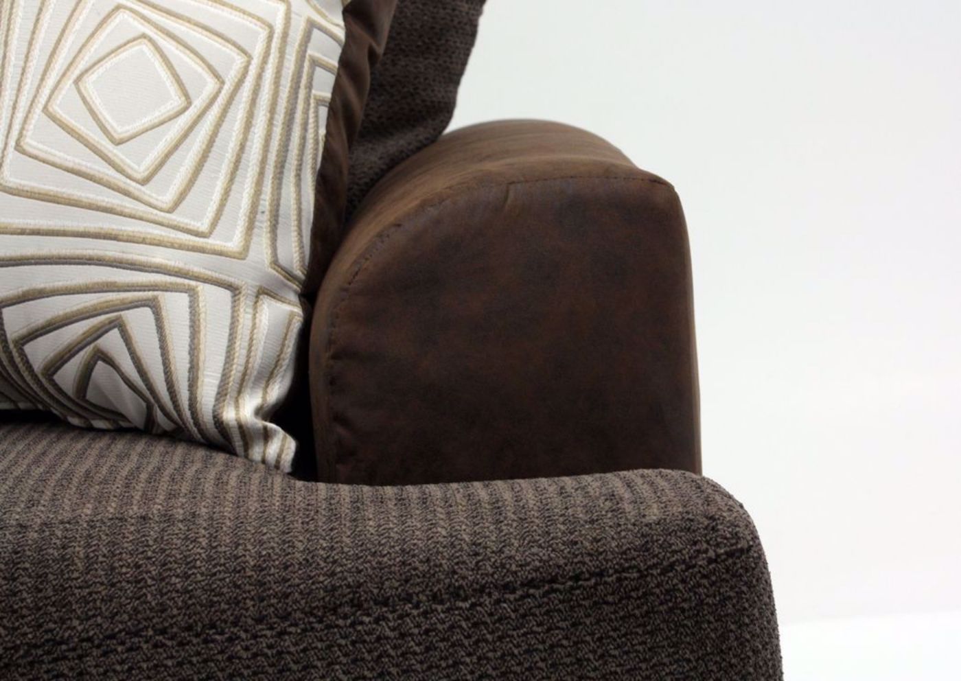 Brown Akan Sectional Sofa with Chaise Arm and Two-Tone Upholstery Detail | Home Furniture Plus Bedding