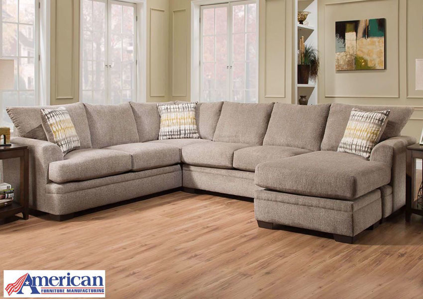 Perth Sectional Sofa with Chaise Light Pewter Home Furniture