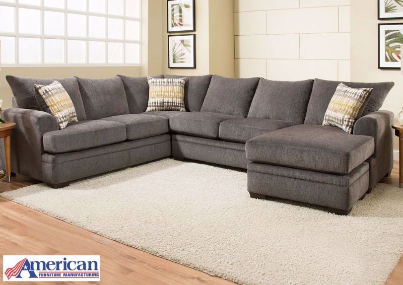 Dark Gray Perth Sectional Sofa with Chaise in a Room Setting | Home Furniture Plus Mattress