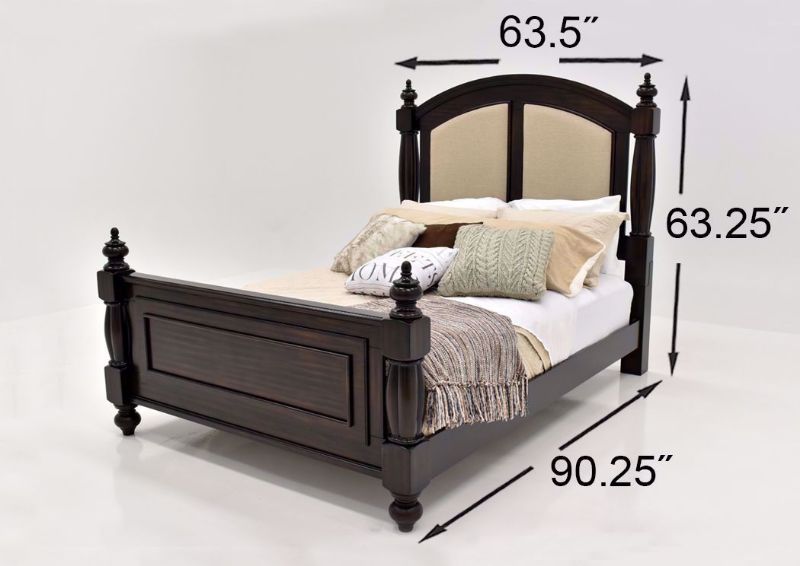 Dark Cherry Brown Harrison Queen Bed by Austin Showing the Dimensions | Home Furniture Plus Mattress