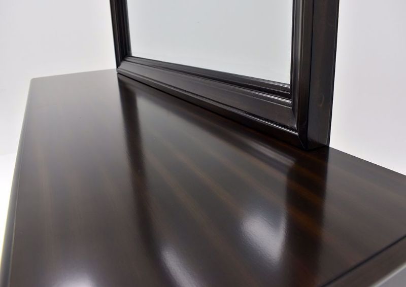 Dark Cherry Brown Harrison Dresser with Mirror by Austin Showing the Dresser Top Detail | Home Furniture Plus Mattress