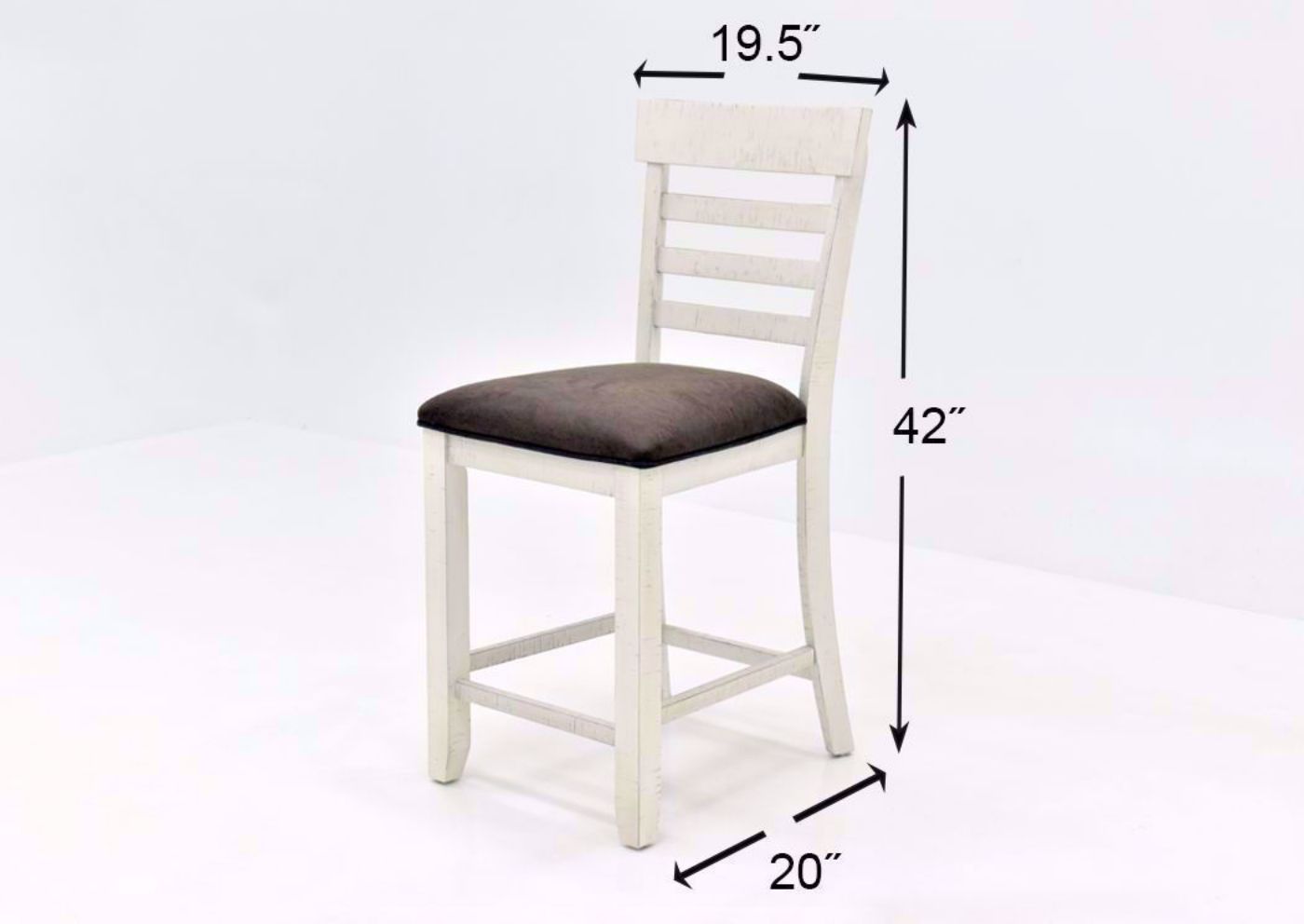Vintage White Kirkland 5 Piece  Counter Height Dining Table Set by Standard Showing the Barstools Dimensions | Home Furniture Plus Bedding