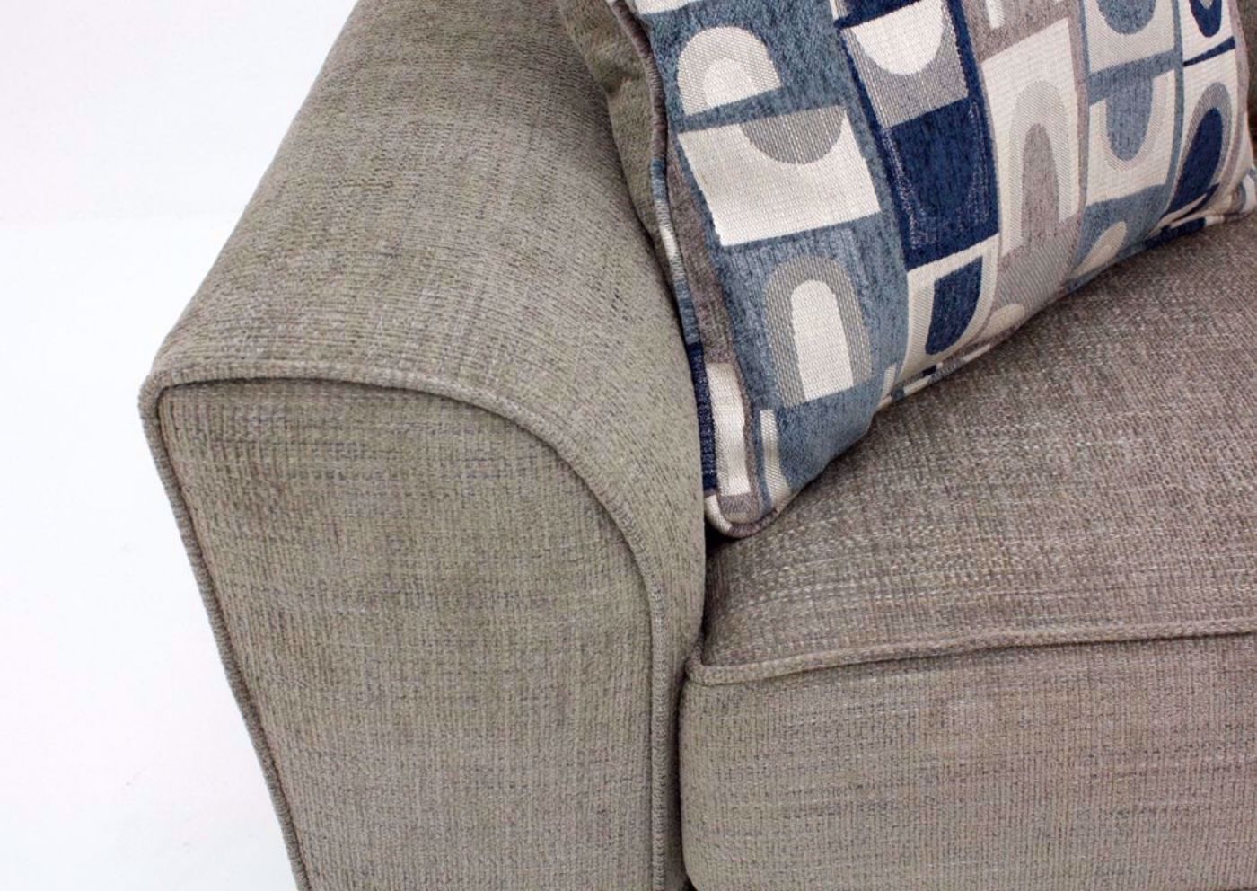 Gray Alamo Loveseat by Lane Accent Pillow and Arm Detail | Home Furniture Plus Bedding