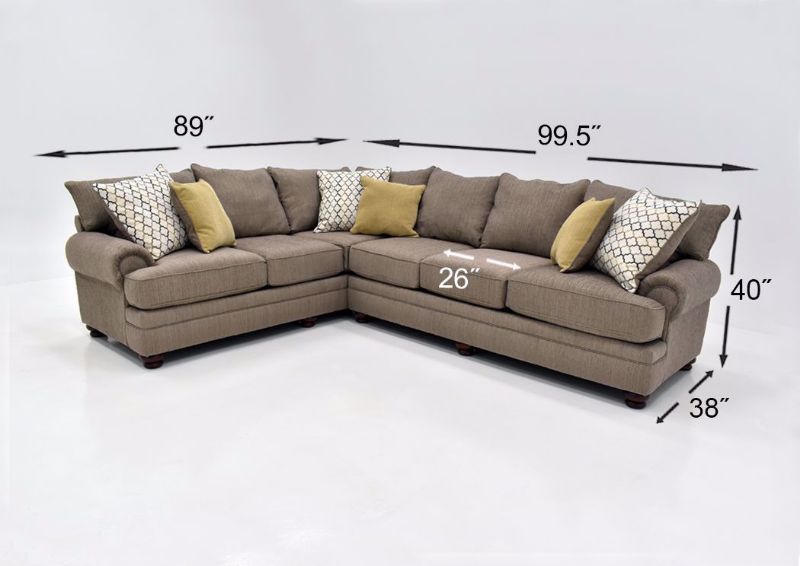 Brown Essence Sectional by Albany Showing the Dimensions | Home Furniture Plus Mattress