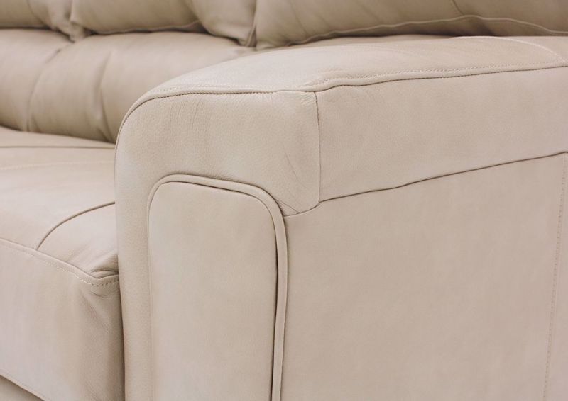 Putty Cream Soft Touch Sofa Showing the Padded Arm Detail | Home Furniture Plus Bedding