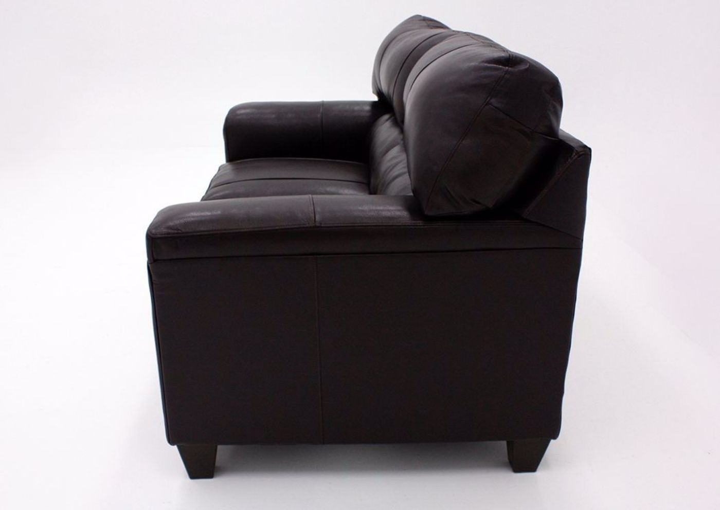 Dark Brown Soft Touch Loveseat, Side View | Home Furniture Plus Bedding