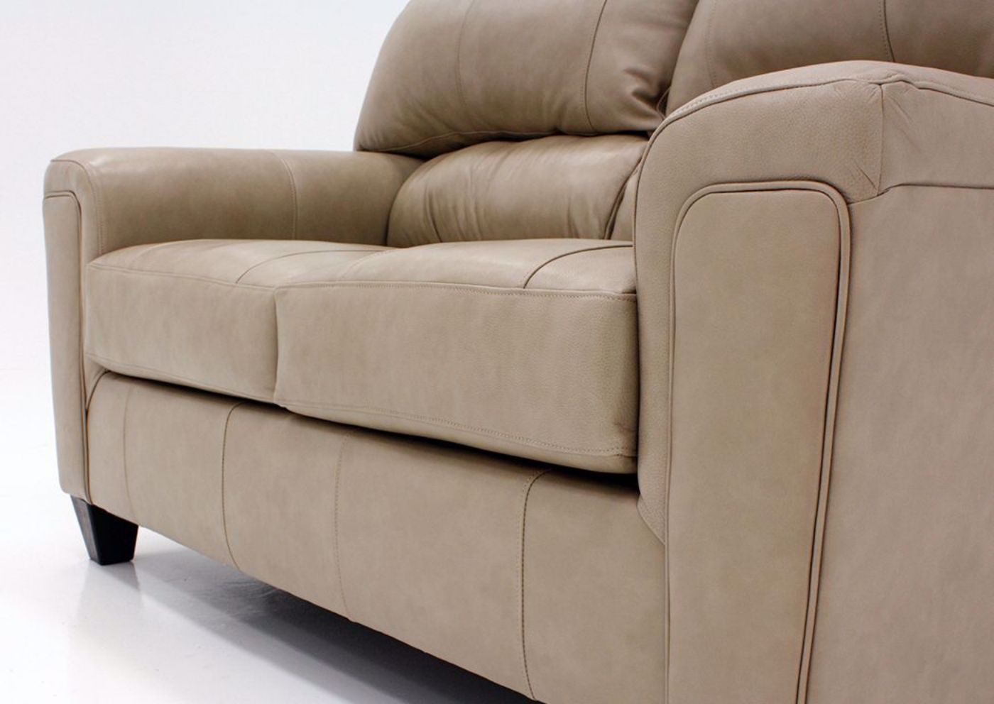 Putty Cream Soft Touch Loveseat Showing the Base | Home Furniture Plus Bedding