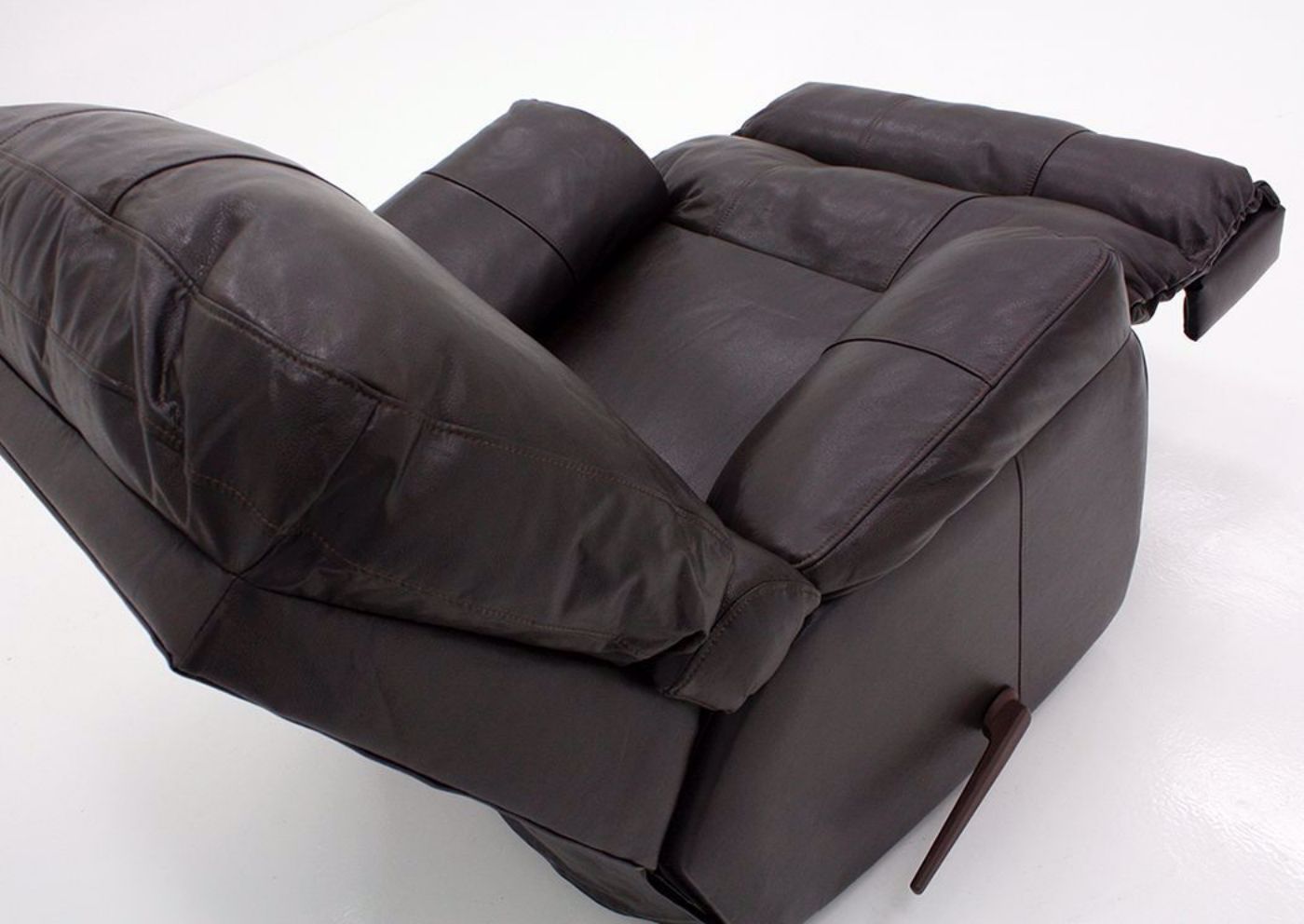 Dark Brown Soft Touch Recliner Showing Chaise Open| Home Furniture Plus Bedding