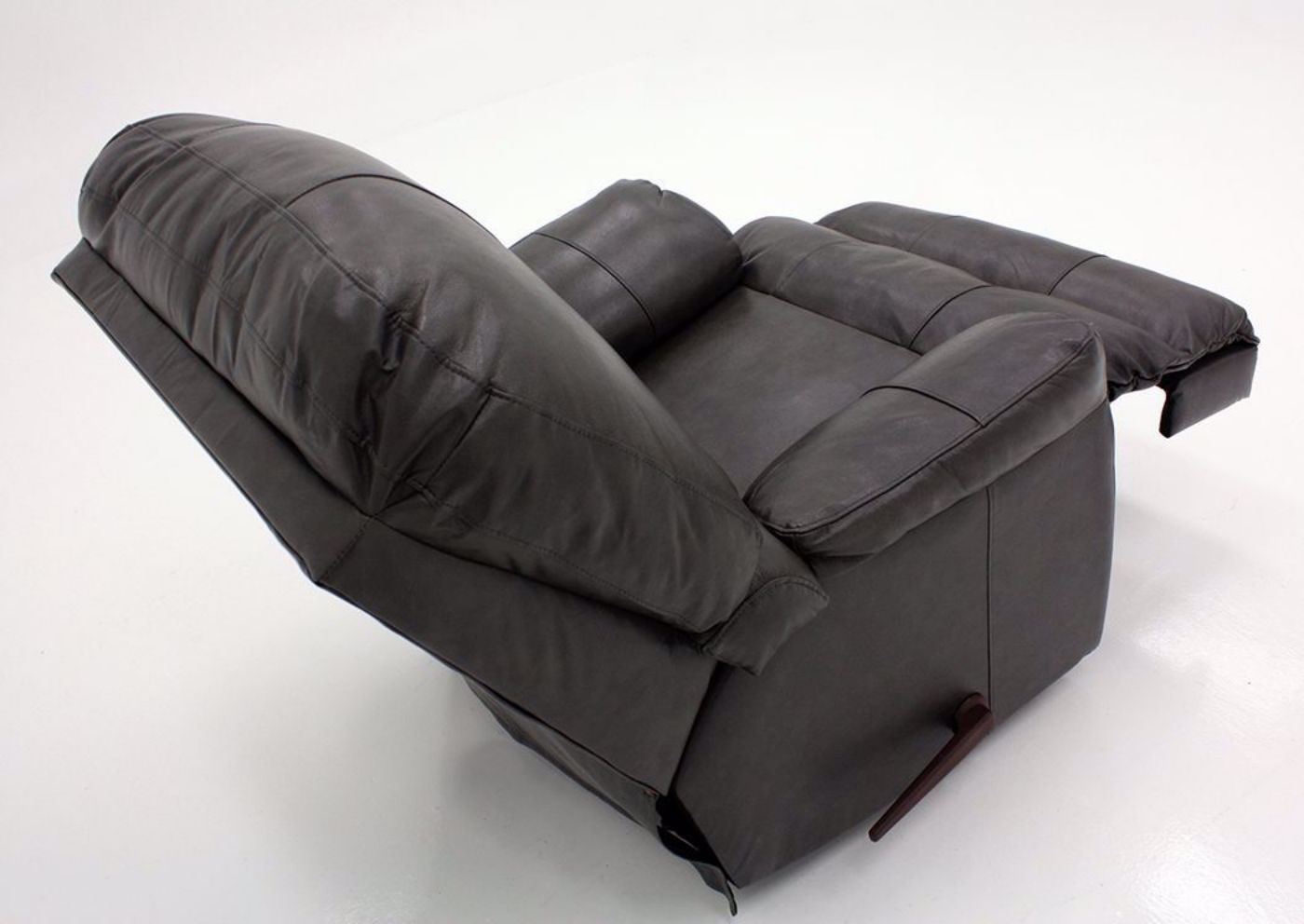 Fog Gray Soft Touch Recliner Showing the Chaise in an Open Position | Home Furniture Plus Bedding