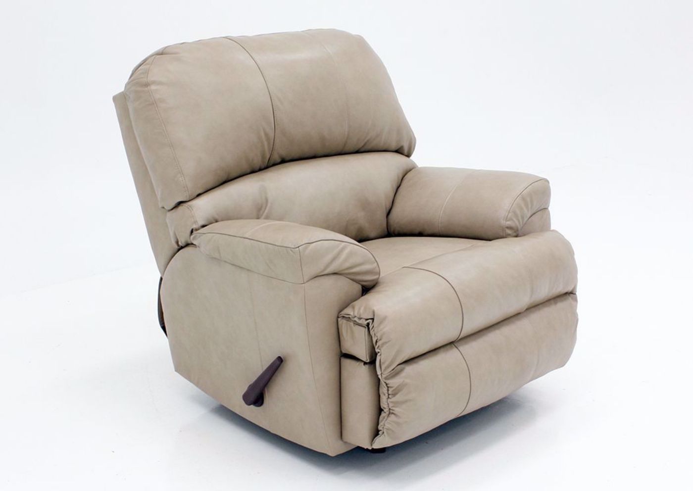 Putty Cream Soft Touch Recliner at an Angle | Home Furniture Plus Bedding