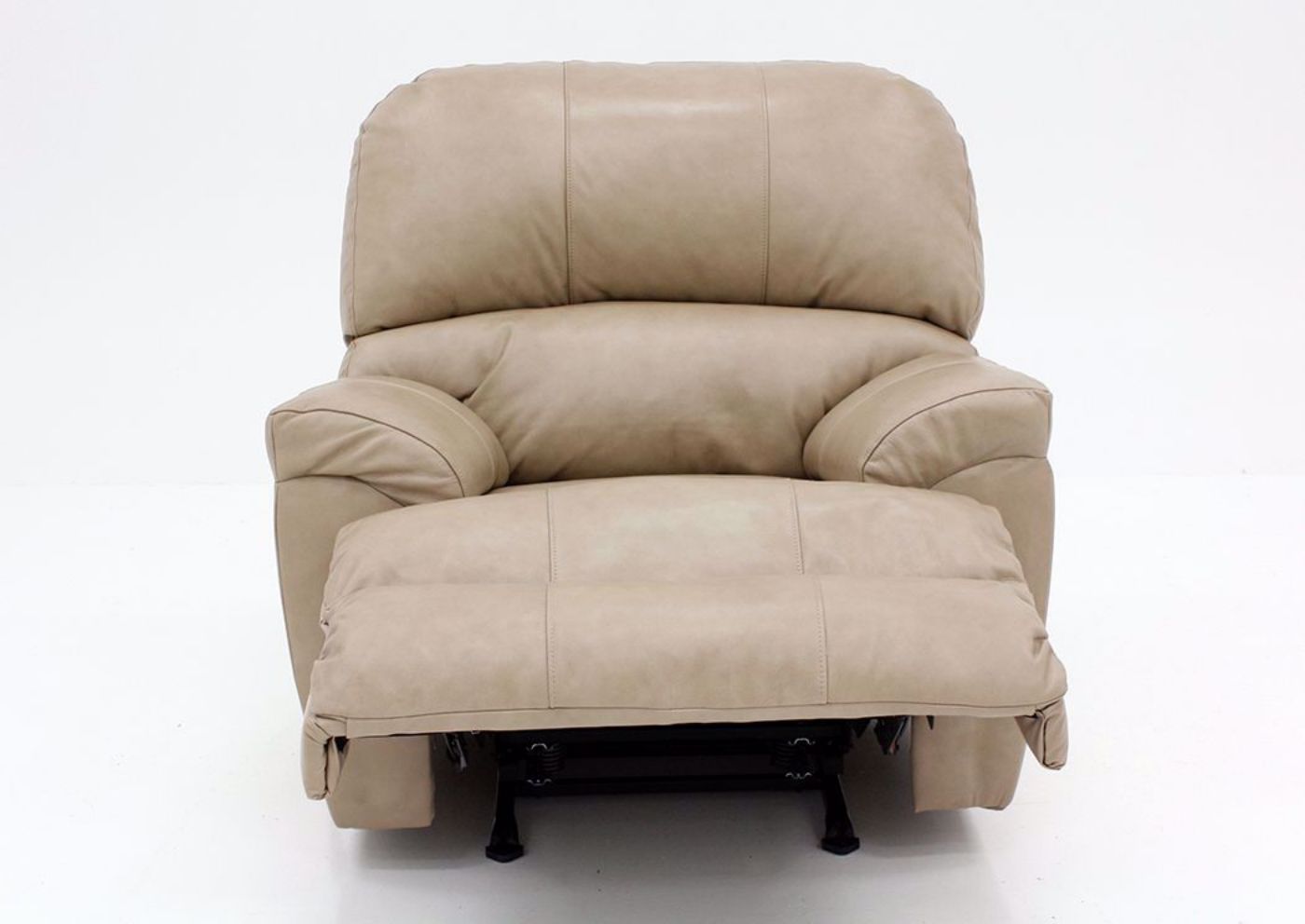 Putty Cream Soft Touch Recliner, Front Facing in the Reclined Position | Home Furniture Plus Bedding