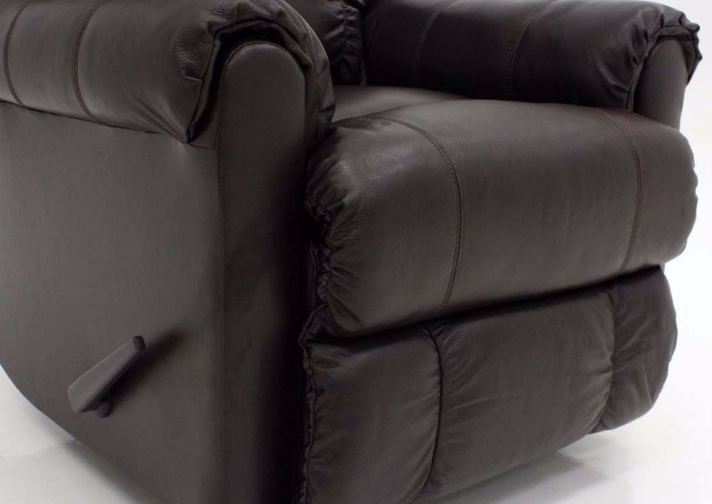 Dark Brown Chaps Leather Recliner by Lane Home Furnishings Showing the Chaise in a Closed Position | Home Furniture Plus Mattress