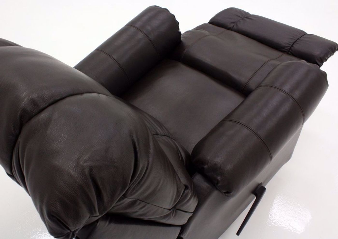 Dark Brown Chaps Leather Recliner by Lane Home Furnishings Showing a View From the Back in a Reclined Position | Home Furniture Plus Mattress