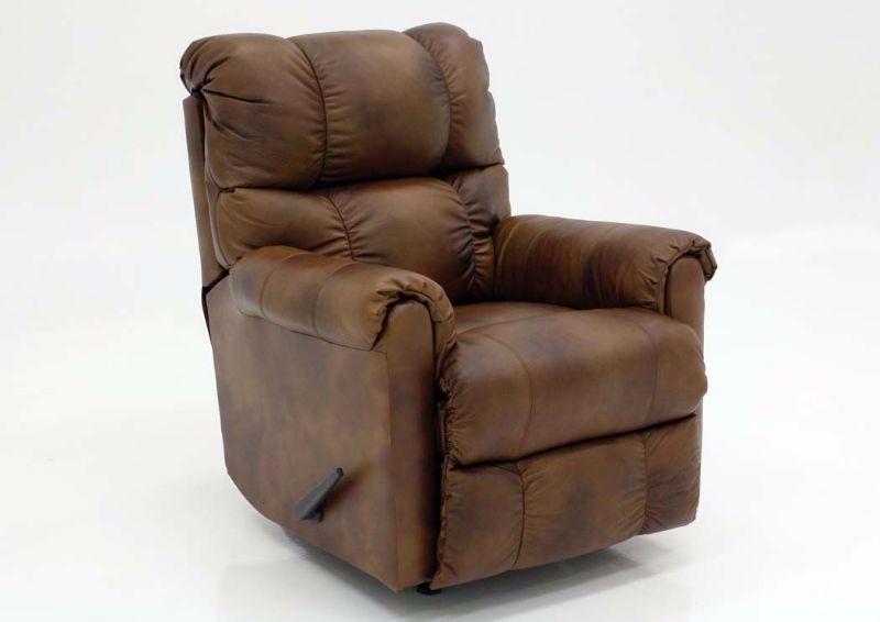 Light Brown Chaps Leather Rocker Recliner by Lane Home Furnishings at an Angle | Home Furniture Plus Mattress
