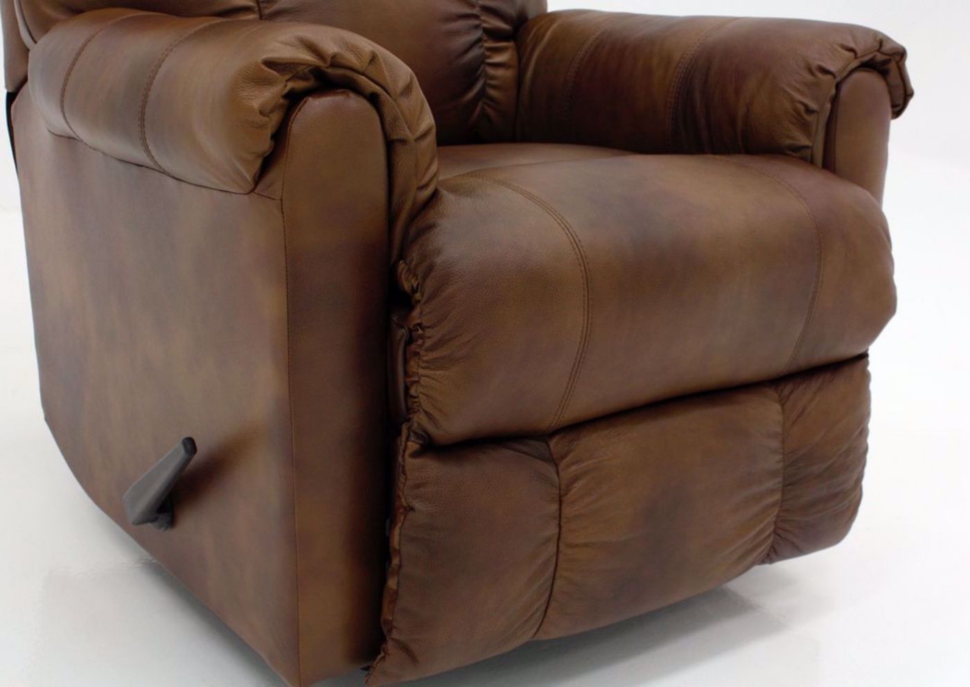 Light Brown Chaps Leather Rocker Recliner by Lane Home Furnishings Showing the Chaise in a Closed Position | Home Furniture Plus Mattress