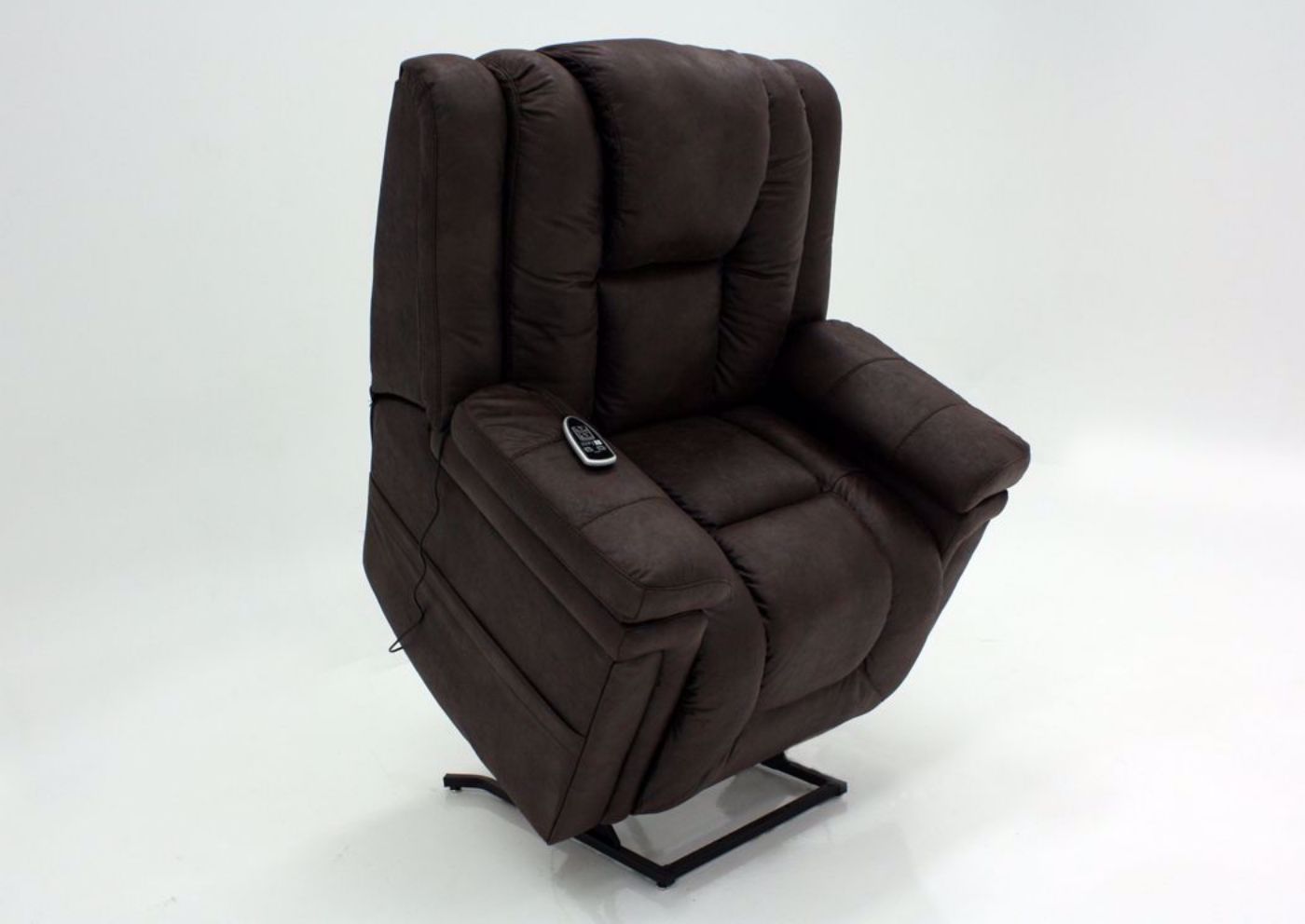 Brown Turbo POWER Lift Recliner at an Angle in the Up Position | Home Furniture Plus Mattress