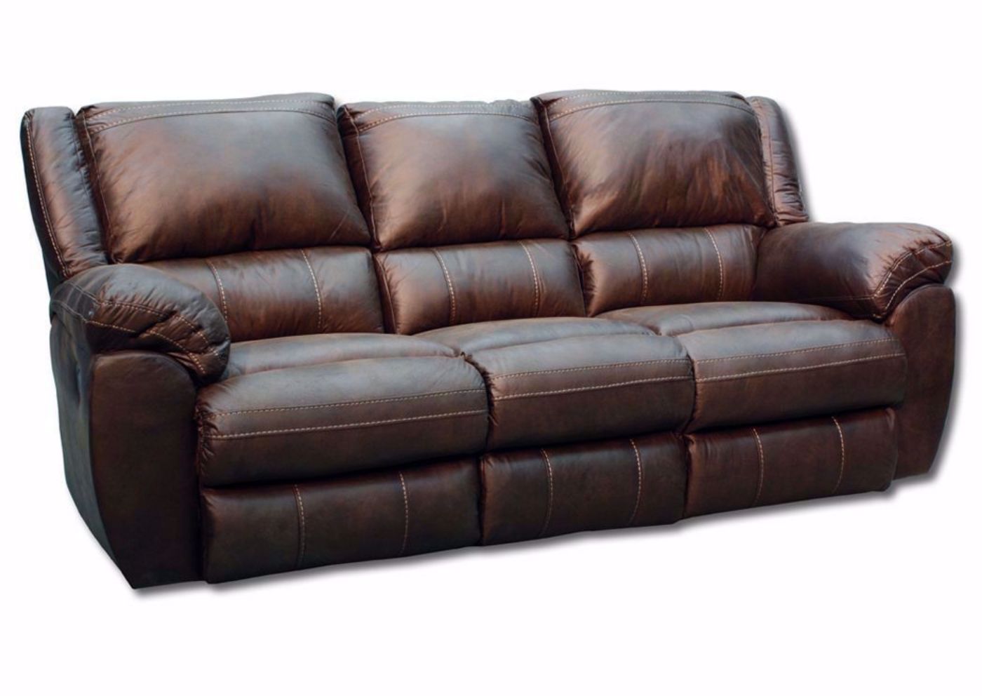 Brown Shiloh Reclining Sofa by Simmons Upholstery at an Angle | Home Furniture Plus Bedding