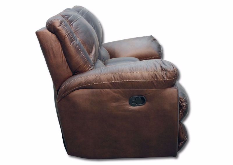 Brown Shiloh Reclining Sofa by Simmons Upholstery Side View | Home Furniture Plus Mattress