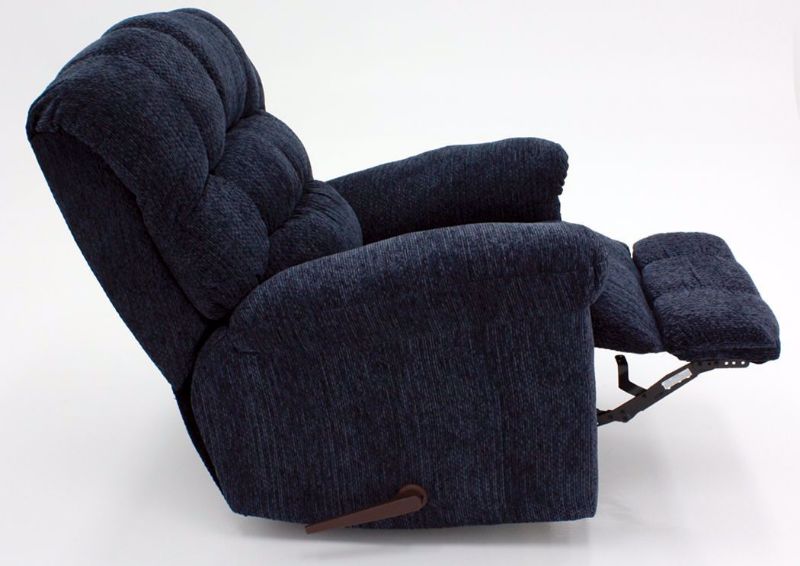 Blue Eastwood Rocker Recliner, Side View in a Reclined Position | Home Furniture Plus Mattress