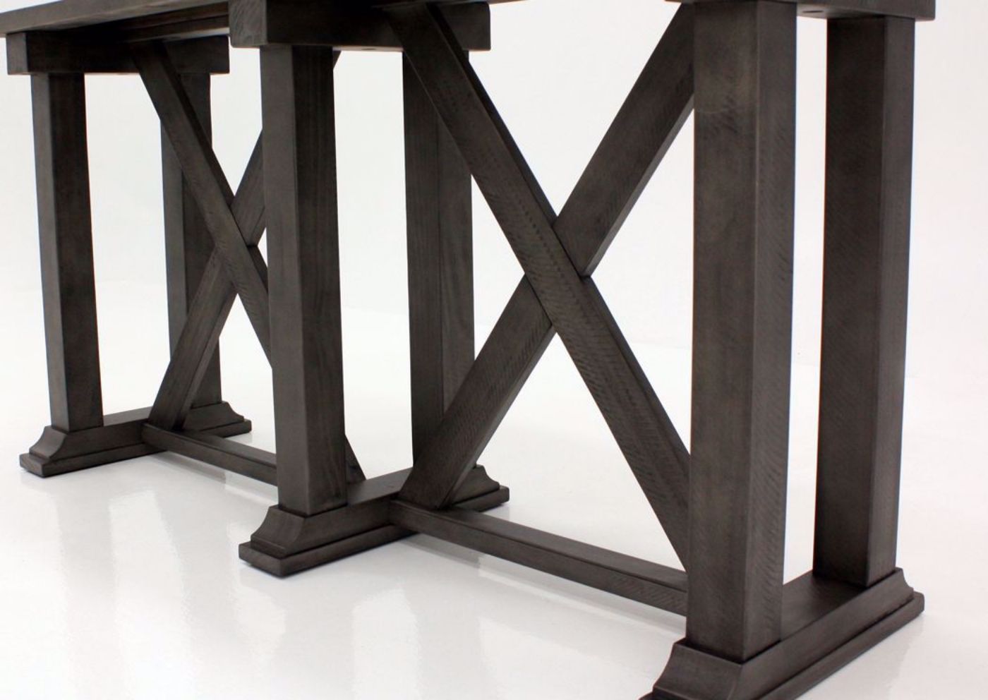 French Gray Old Forge Sofa Table by Simmons Upholstery Showing the Table Base | Home Furniture Plus Mattress