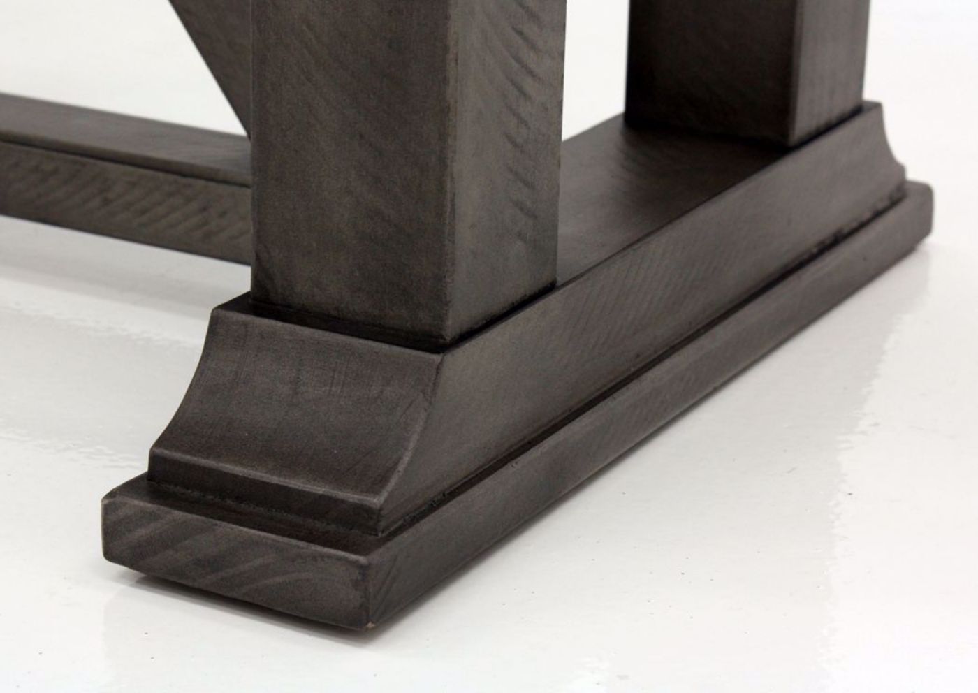French Gray Old Forge Sofa Table by Simmons Upholstery Showing the Table Foot | Home Furniture Plus Mattress