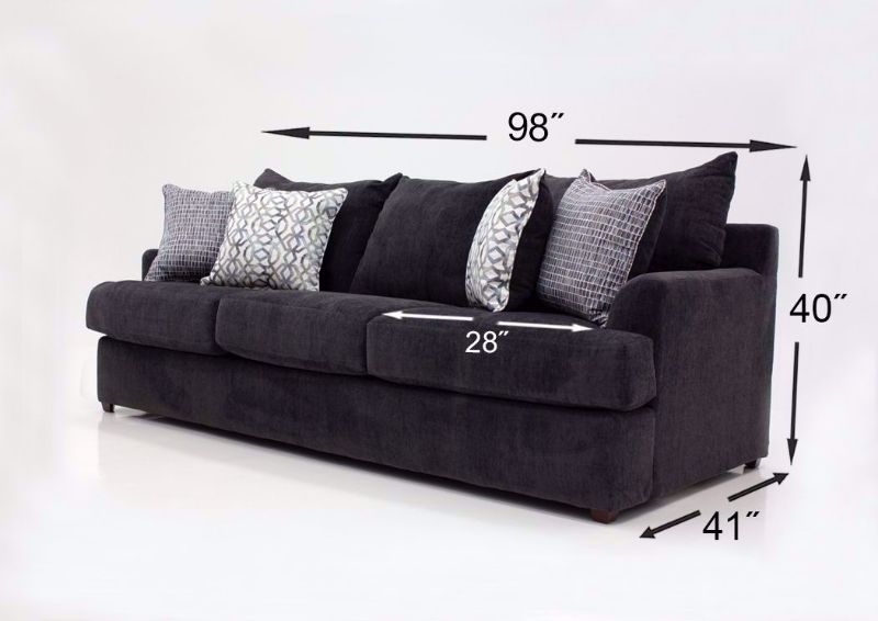 Charcoal Gray Stephenson Sofa by Lane Showing the Dimensions | Home Furniture Plus Bedding