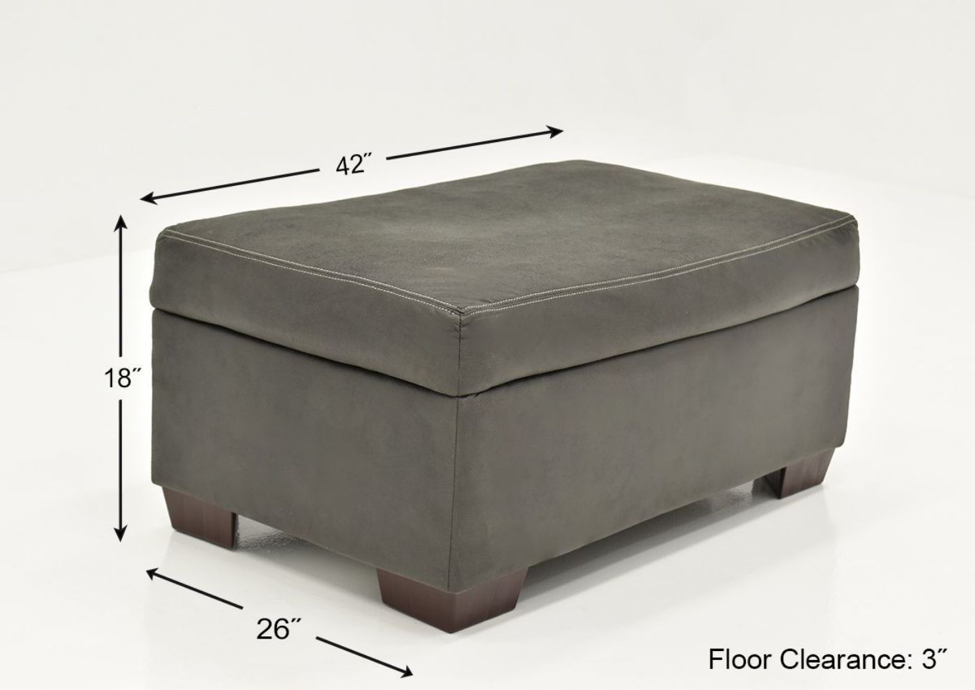 Dimension Details on the Bolton Ottoman – Gray | Home Furniture Plus Bedding