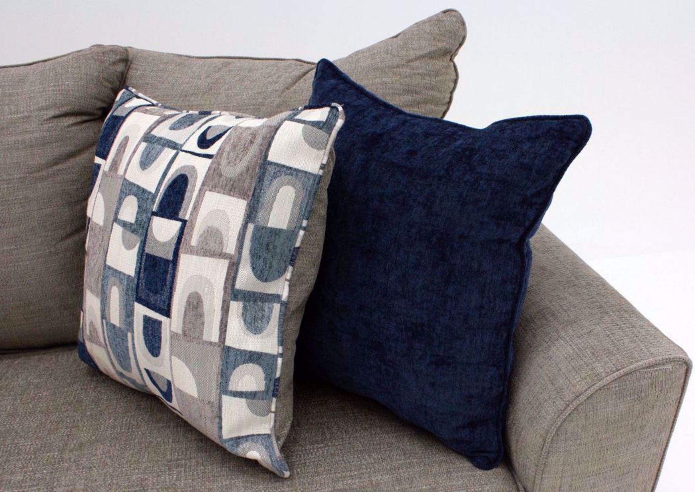 Gray Alamo Sofa by Lane Accent Pillows and Arm Detail | Home Furniture Plus Bedding