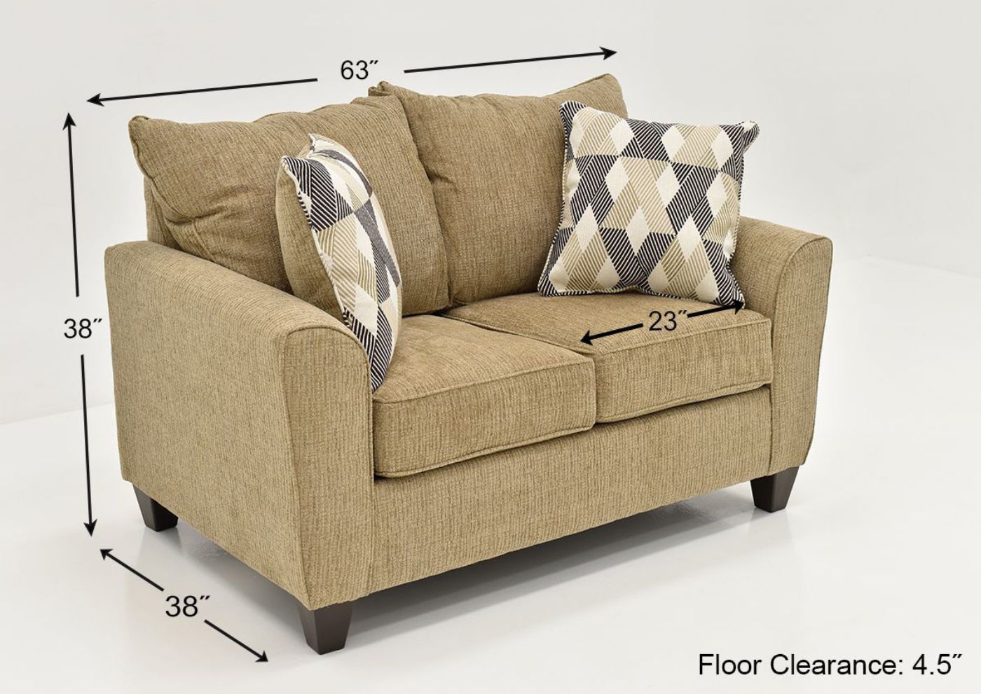 Dimension Details of the Reed Loveseat by United Furniture | Home Furniture Plus Bedding