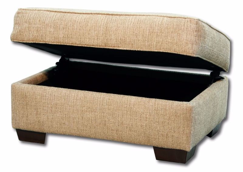 Reed Storage Ottoman, Light Brown, Angle, Open | Home Furniture Plus Mattress