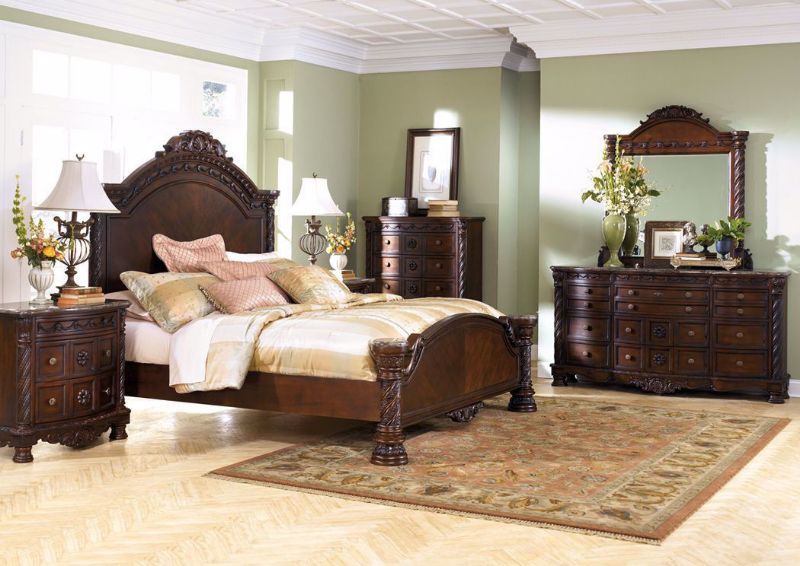North Shore Bedroom Set by Ashley with a Warm Brown Finish | Home Furniture Plus Bedding